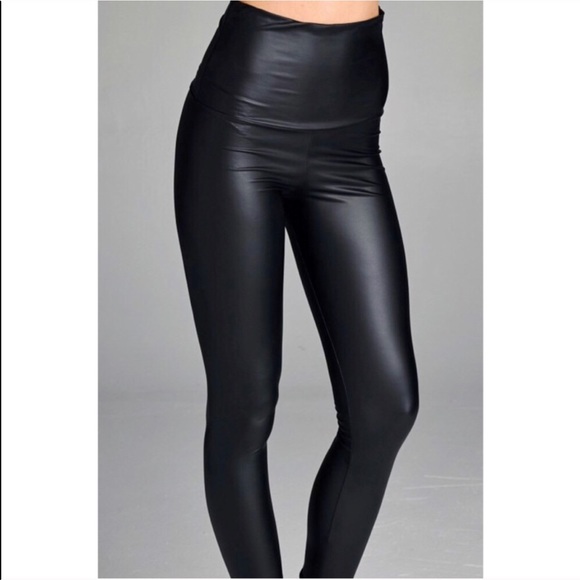 S-XL Avail! High Waisted Vegan Leather Leggings - Picture 2 of 7